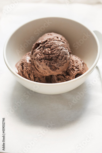 Chocolate ice cream in bowl 