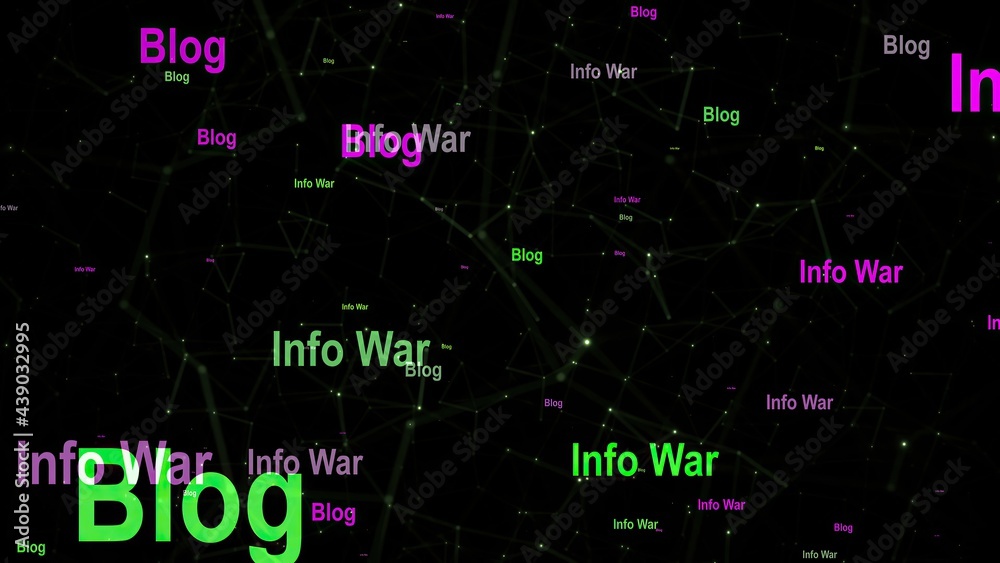 Info war and blog text against abstract background