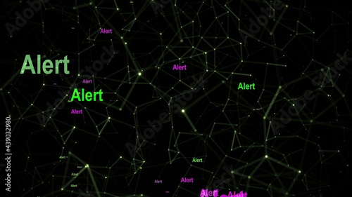 Alert text against abstract motion background
