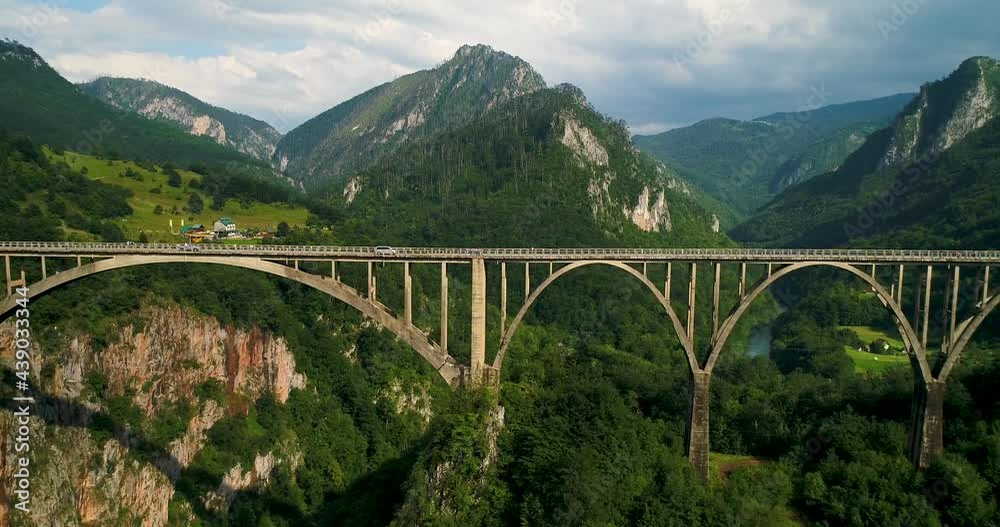 Bridge in the Park in Montenegro aerial view Bridge in the Park in Montenegro aerial view