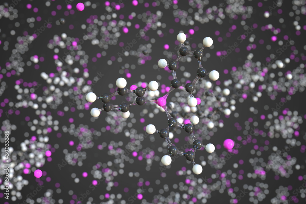 Molecule of triphenylphosphine, conceptual molecular model. Scientific 3d rendering Molecule of triphenylphosphine, conceptual molecular model. Scientific 3d rendering