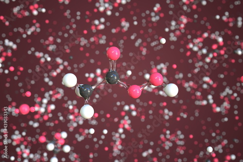 Peroxyacetic acid molecule made with balls, scientific molecular model. Chemical 3d rendering photo
