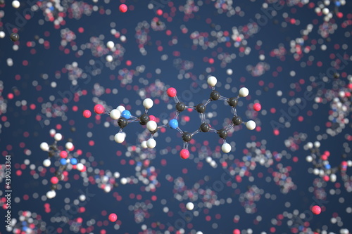 Thalidomide molecule. Conceptual molecular model. Chemical 3d rendering