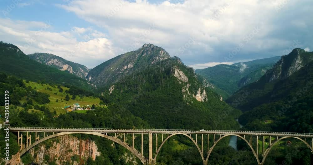Bridge in the Park in Montenegro aerial view Bridge in the Park in Montenegro aerial view