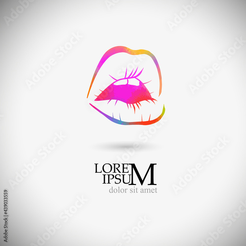 The object is multicolored lips. Vector illustration