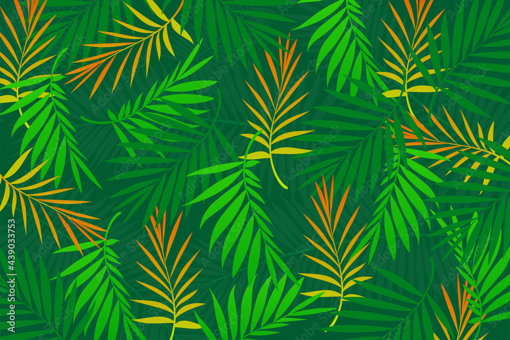 Tropical leaves palm background Vector