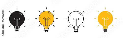 Creative Idea Line Icon. Lightbulb education, innovation logo collection set....