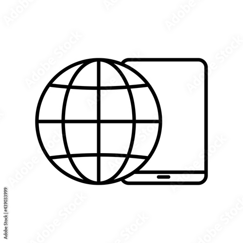 Worldwide support icon on white. Vector Illustration