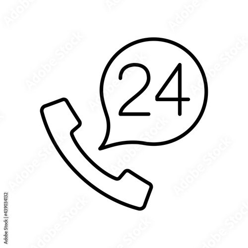 WebPhone simple line flat icon, telephone support symbol. Call us concept. Ve...