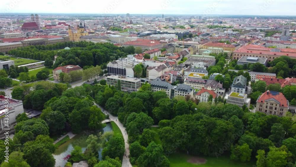 English Garden in the city of Munich aerial view from above - drone photography English Garden in the city of Munich aerial view from above - drone photography