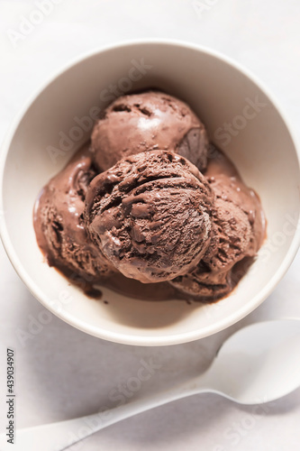 Chocolate ice cream in bowl 