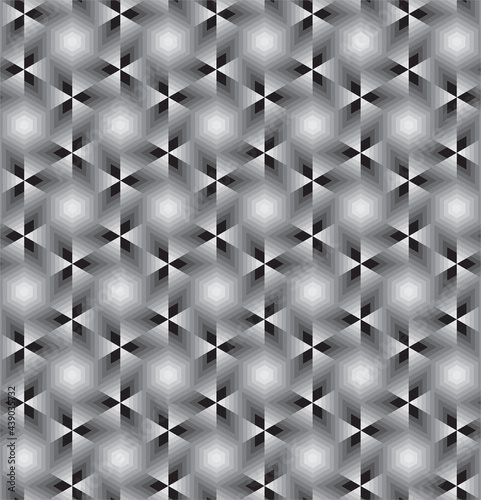 Seamless pattern of gray hexagons on dark gray background