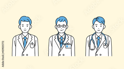 医者　科学者　白衣を着た男性　医療スタッフ　上半身　イラスト素材