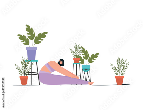 nice woman practicing yoga