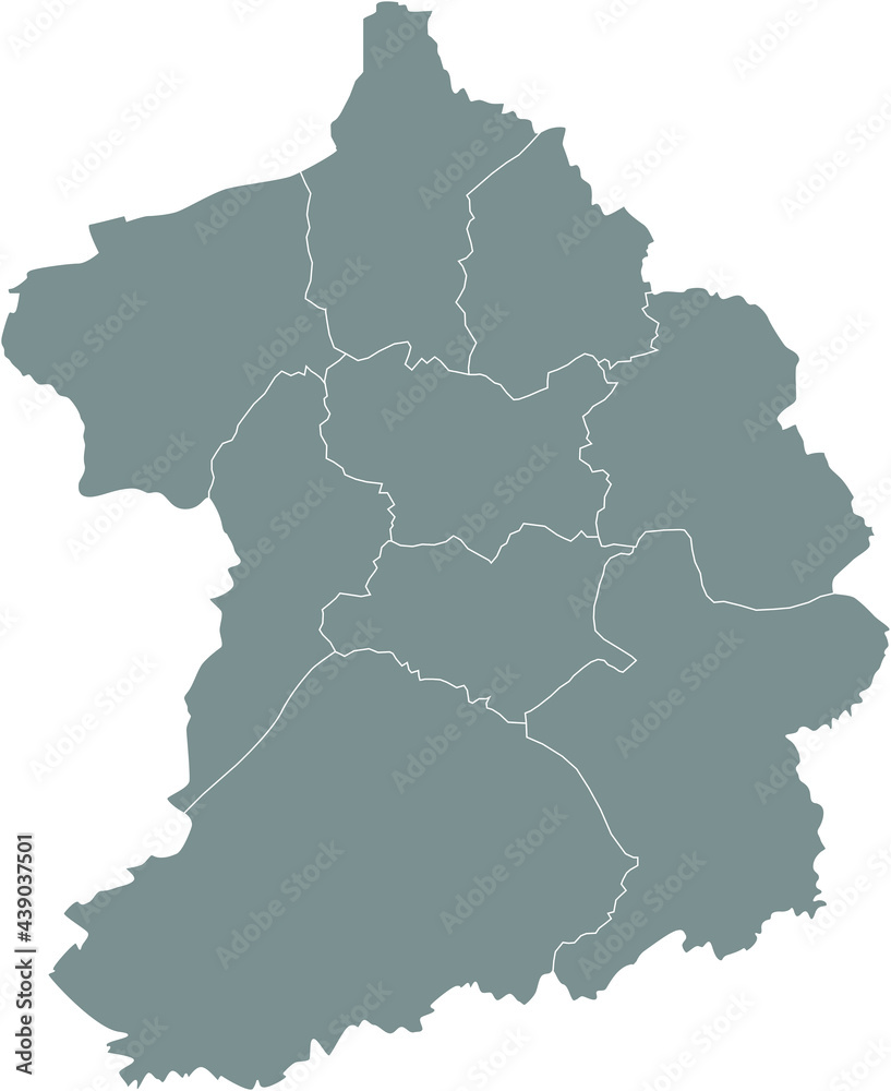 Simple gray vector map with white borders of districts of Essen, Germany