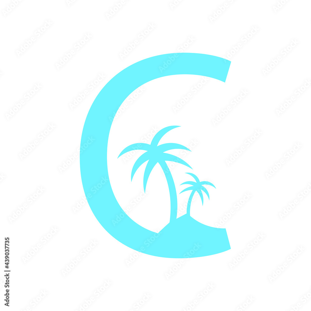 Graphic simple logo letter C and palm tree for your company or brand