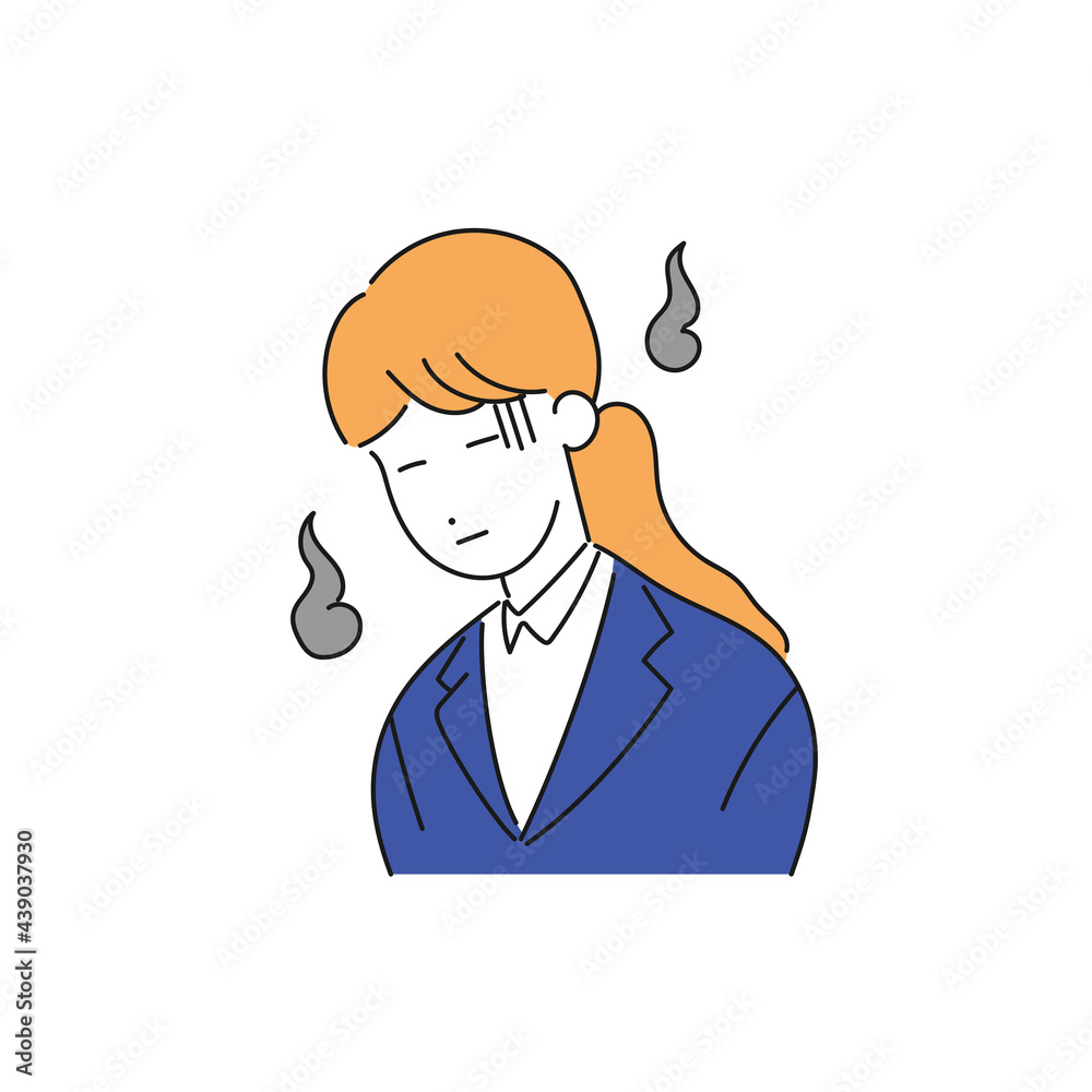 落ち込む新入社員の女性のイラスト