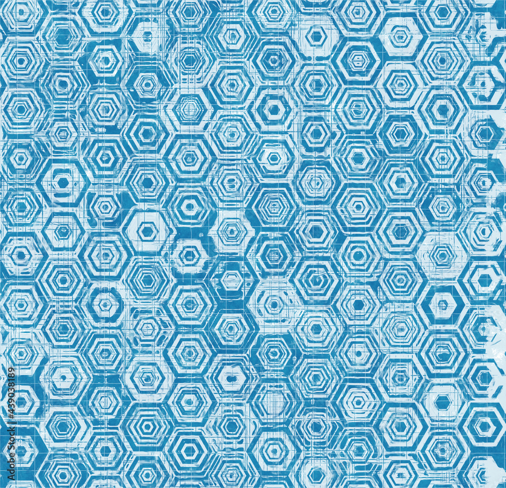 Seamless bright blue blueprint pattern for textile and print. High quality illustration. Technical engineering blue-print draft design. Graphic motif for background, wallpaper, or surface design print