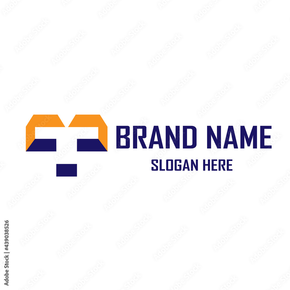 Obraz premium Abstract letter T arrow vector logotype. Line hexagon creative simple logo design template. Universal geometric symbol font icon