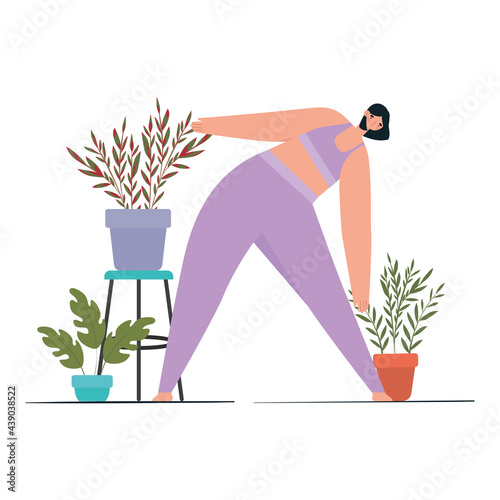 cute woman practicing yoga