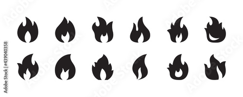 Fire, blaze, burn, sack, kindle, flame icon set. Vector graphic illustration.