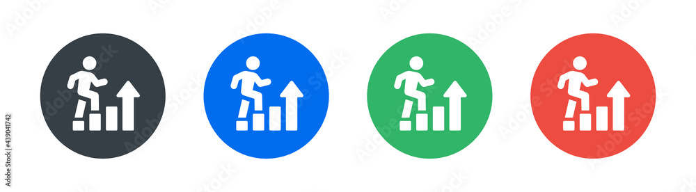 Ambition, progress, job promotion and personal growth icon. button circle design. Ambition, progress, job promotion and personal growth icon. button circle design.