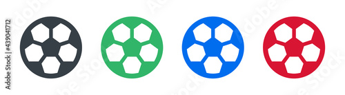 Shape of soccer ball or football icons set. Sport equipment concept