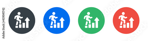 Ambition, progress, job promotion and personal growth icon. button circle design.