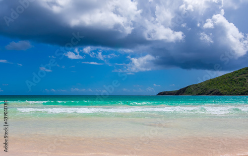 caribbean sand beach and blue sky