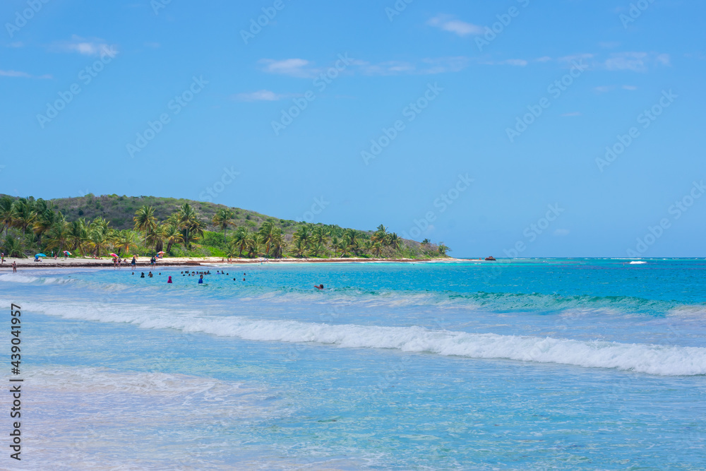 caribbean sand beach and blue sky