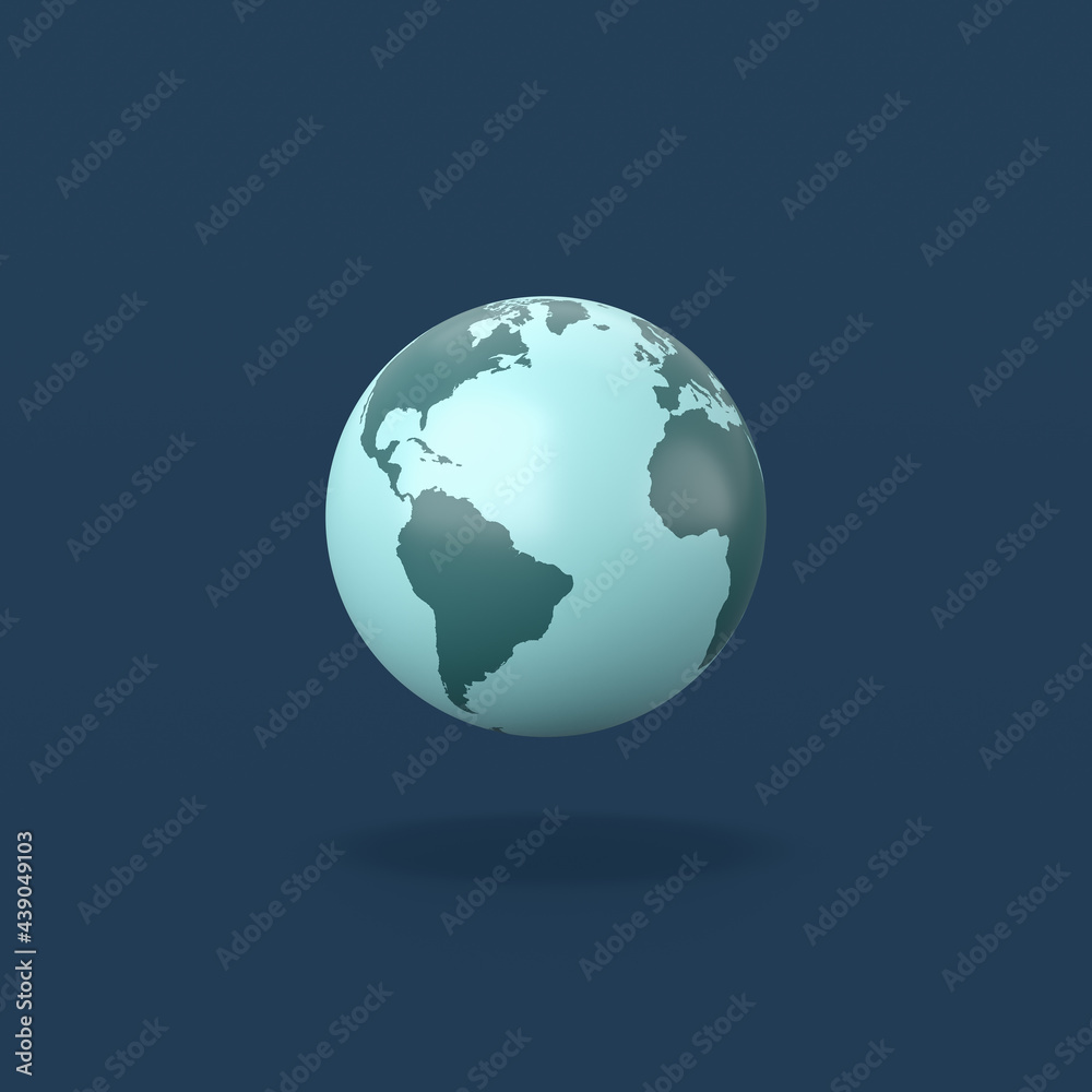 World Planet on Blue Background
