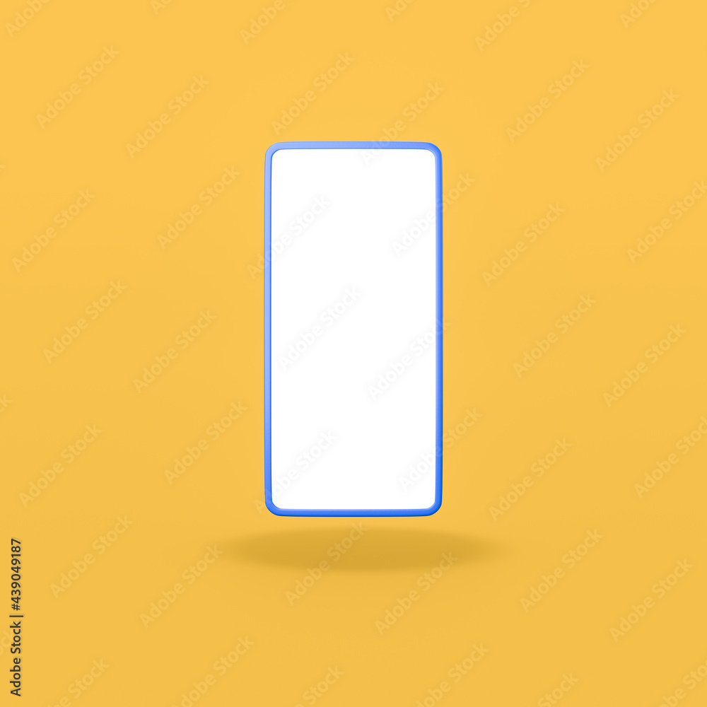 Blank Screen Mobile Phone on Yellow Background Blank Screen Mobile Phone on Yellow Background