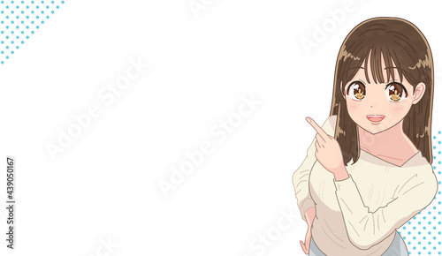 指差して注目を促す可愛い女の子