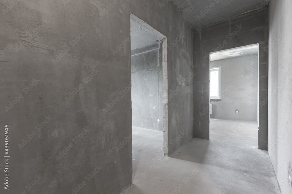 interior of the apartment without decoration in gray colors interior of the apartment without decoration in gray colors