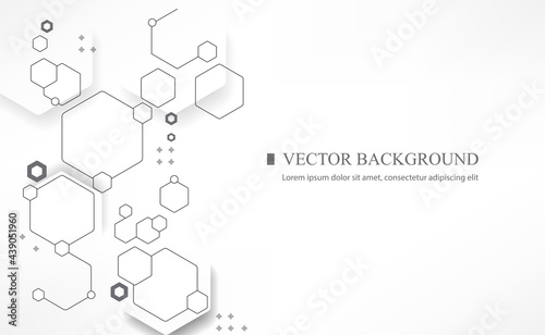 White vector background geometric hexagon futuristic concept