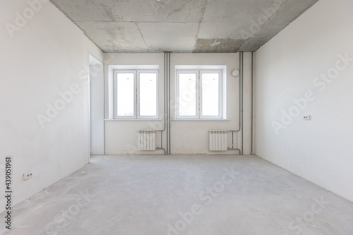 interior of the apartment without decoration in gray colors