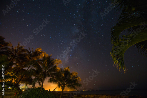 Milky Way Glowing Above Palm Trees on the Beach