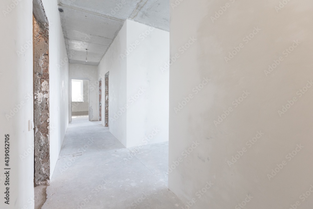 interior of the apartment without decoration in gray colors