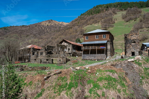 Ruins of an ancient high-mountain village in Svaneti. Georgia