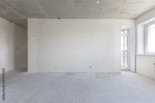 interior of the apartment without decoration in gray colors