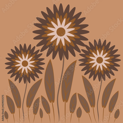 Abstract illustration on a square background - stylized flowers - graphics. Fabulous plant world. Surreal.