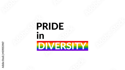 Pride in diversity text with color sign for web or print lgbt media support clean and strong message vector design