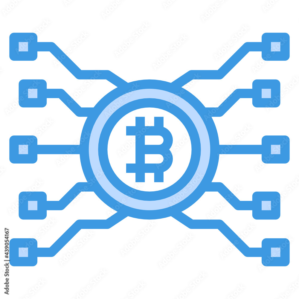 Bitcoin blue line icon Bitcoin blue line icon
