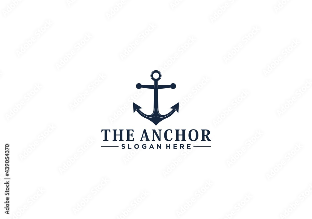 marine retro emblems logo with anchor in white background marine retro emblems logo with anchor in white background
