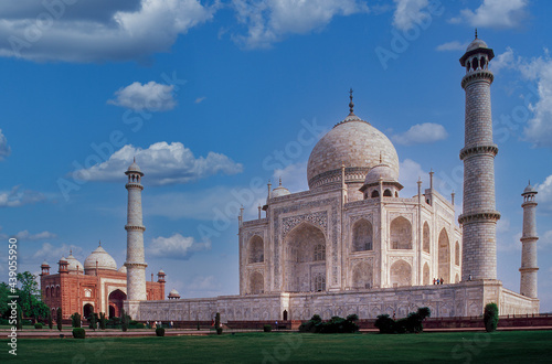 India, Uttar Pradesh, Agra, Taj Mahal with minarets photo