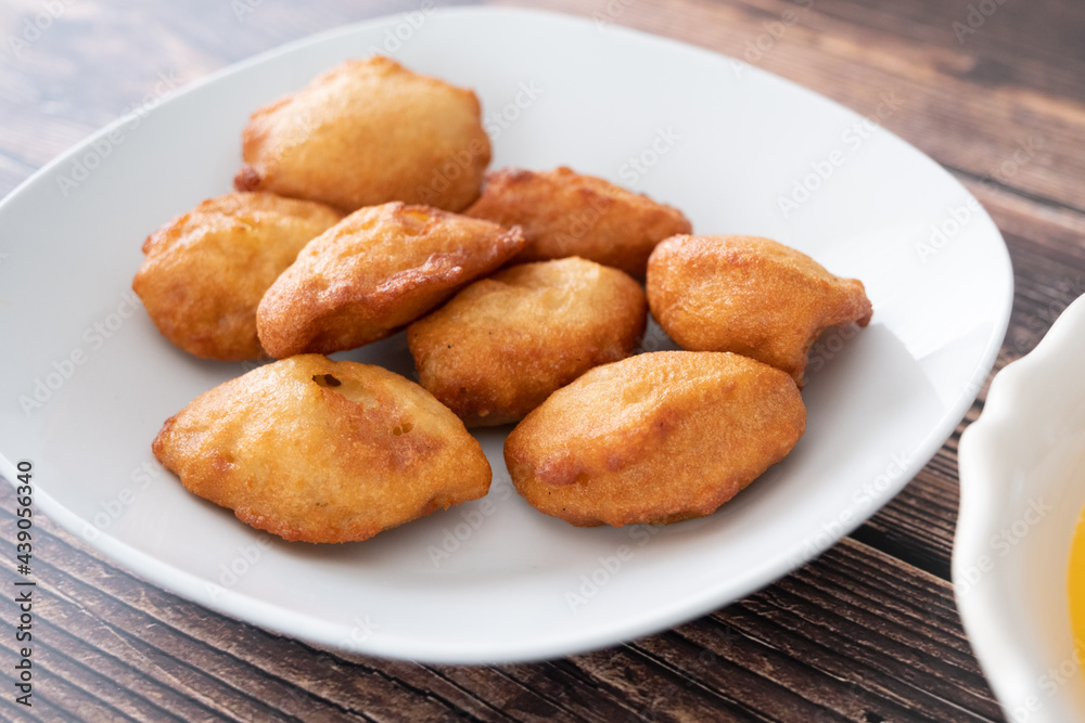 Nigerian Deep Fried Akara beancake served with Custard Nigerian Deep Fried Akara beancake served with Custard