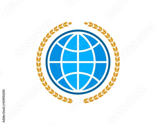 Circular wheat with abstract globe earth inside