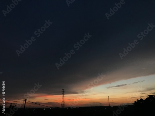 The scenery beautiful city light and sky twilight after sunset