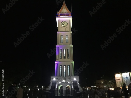 Potrait of the “big o’clock” in the city of Bukittinggi, Sumatera Barat at night.