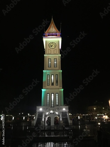 Potrait of the “big o’clock” in the city of Bukittinggi, Sumatera Barat at night.